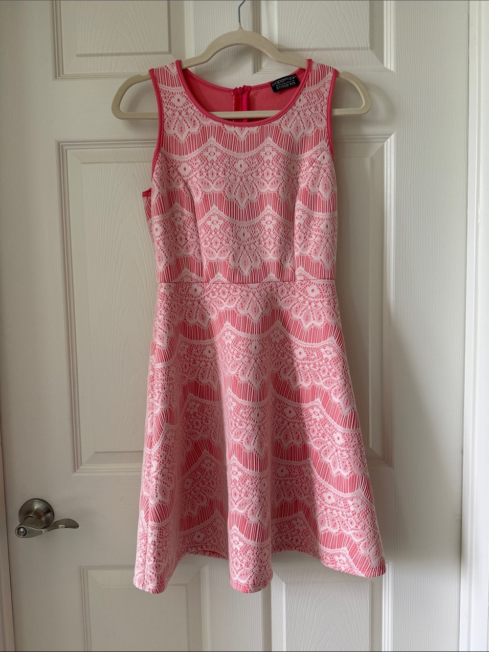 Papermoon Pink Lace-Detail Fit & Flare Mini Dress